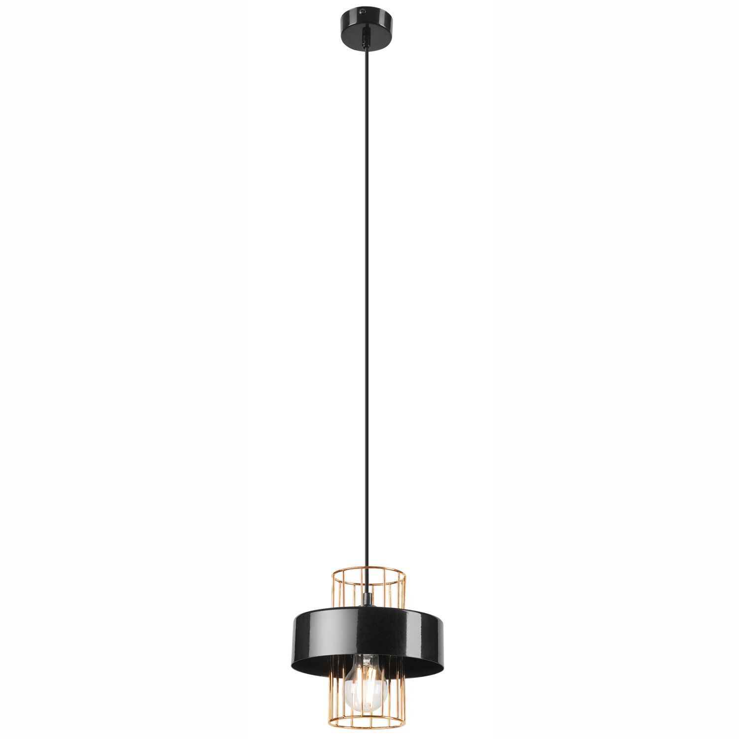 Lampe à suspendre métal noir or Ø 20 cm E27 réglable en hauteur