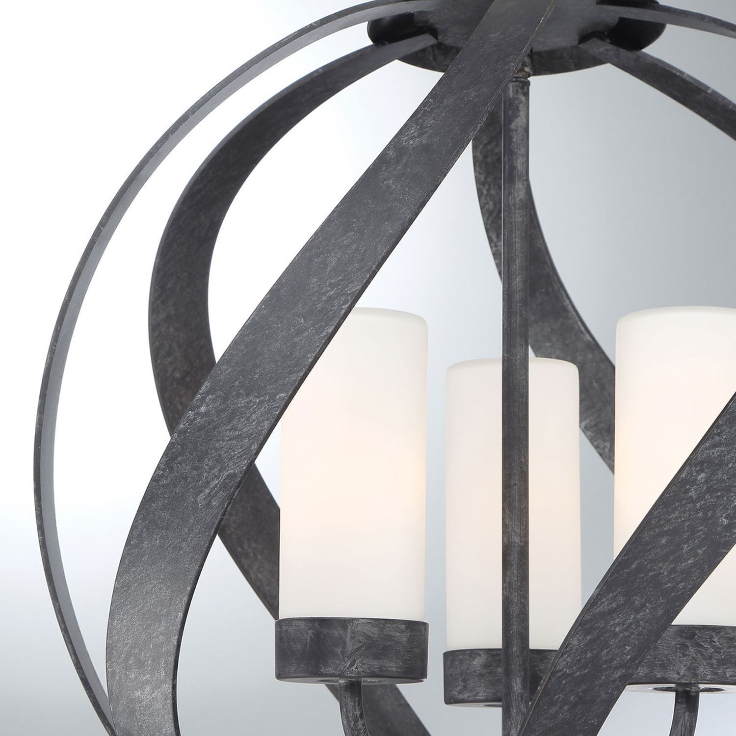 Suspension extérieure métal verre 3x E14 IP44 Ø 41 cm