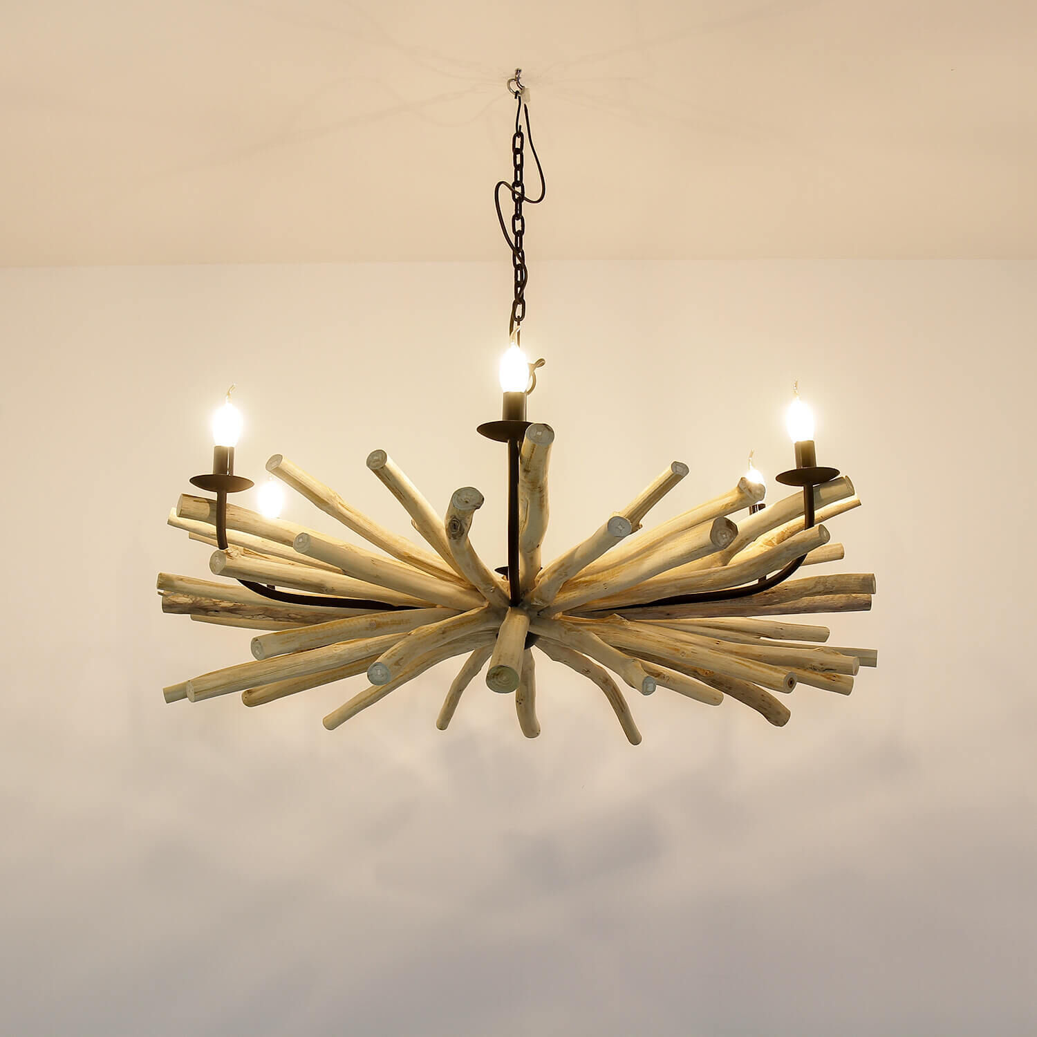 Lustre design bois flotté métal fait main BANGKOK Leuchter, Lampe, Holz