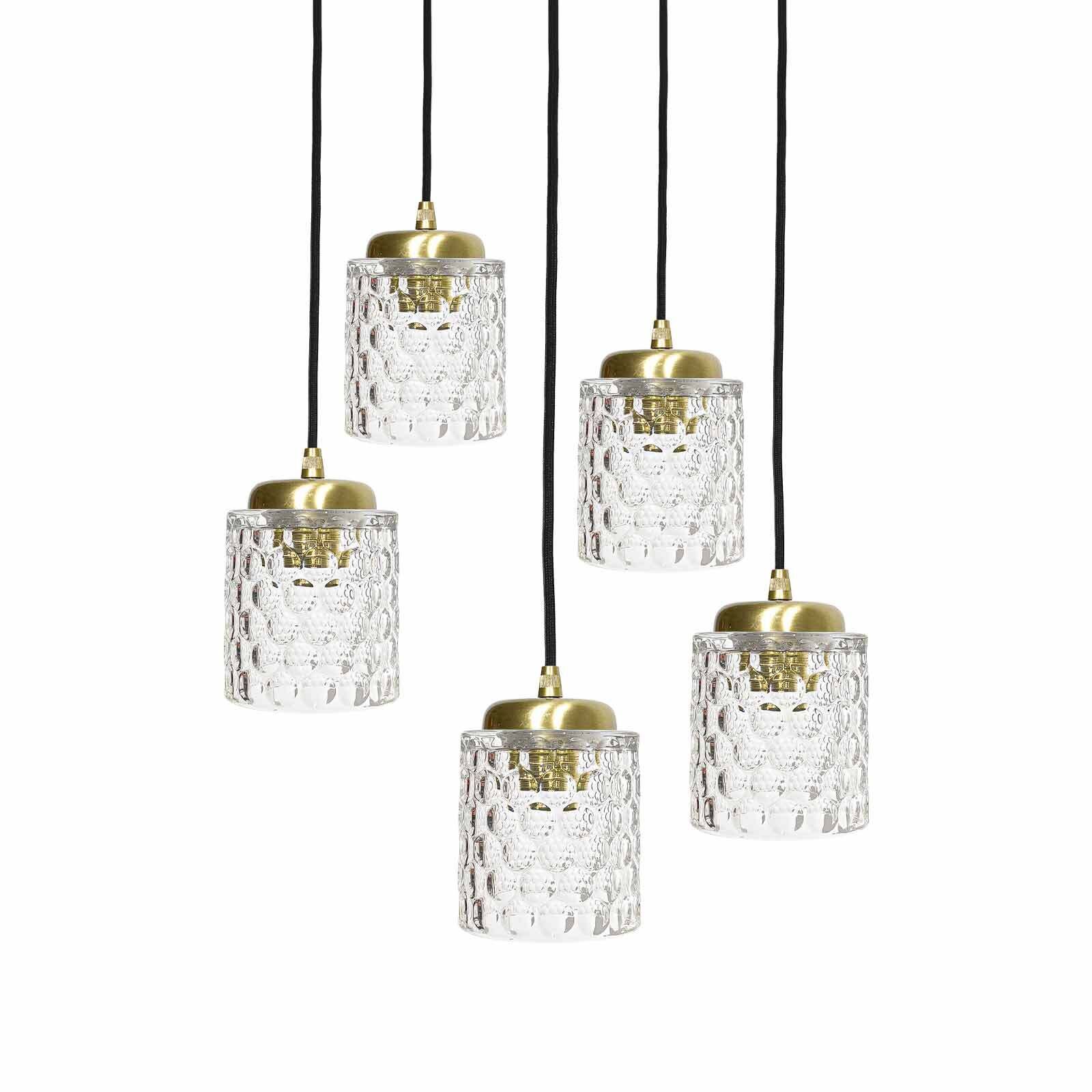 Pendelleuchte Ø 45 cm Messing Eisen Glas E27 verstellbar Leuchter, Lampe