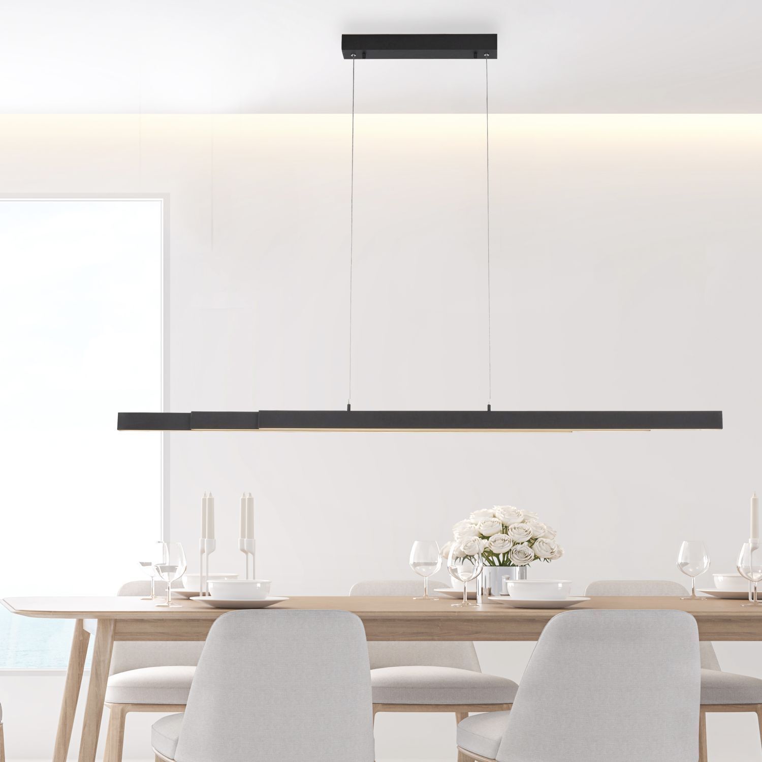 Suspension LED Anthracite Métal 13 W 165 cm allongée