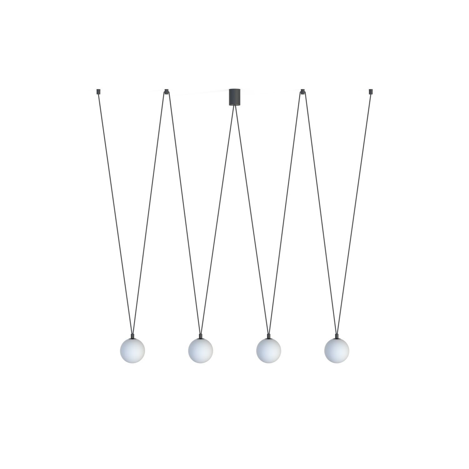 Lampe à suspendre 4 flammes G9 noir blanc réglable Abat-jour sphérique