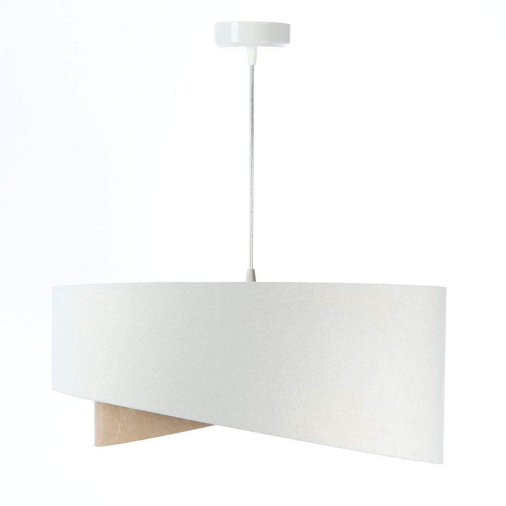 Suspension tissu E27 ronde Ø 50 cm en blanc beige or