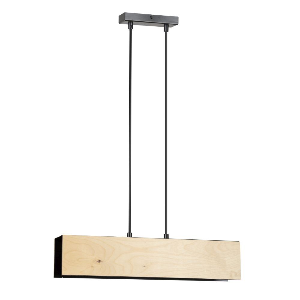 Suspension bois métal ajustable 2x E27 Naturel