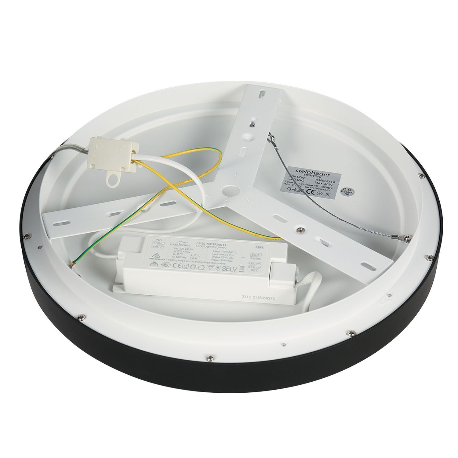 Plafonnier LED Noir Blanc Ø38 cm 30 W confortable