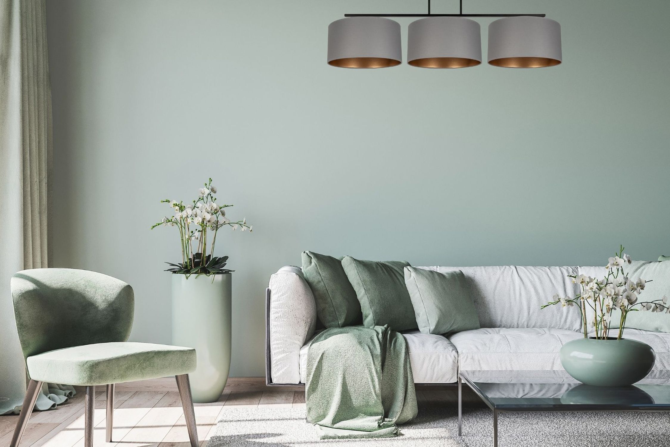 Blendarme Lampe de plafonnier tissu graphite or E27 3-flamme Dekoration für Zuhause, Lampe, Kissen, Wohnzimmer, Zimmer