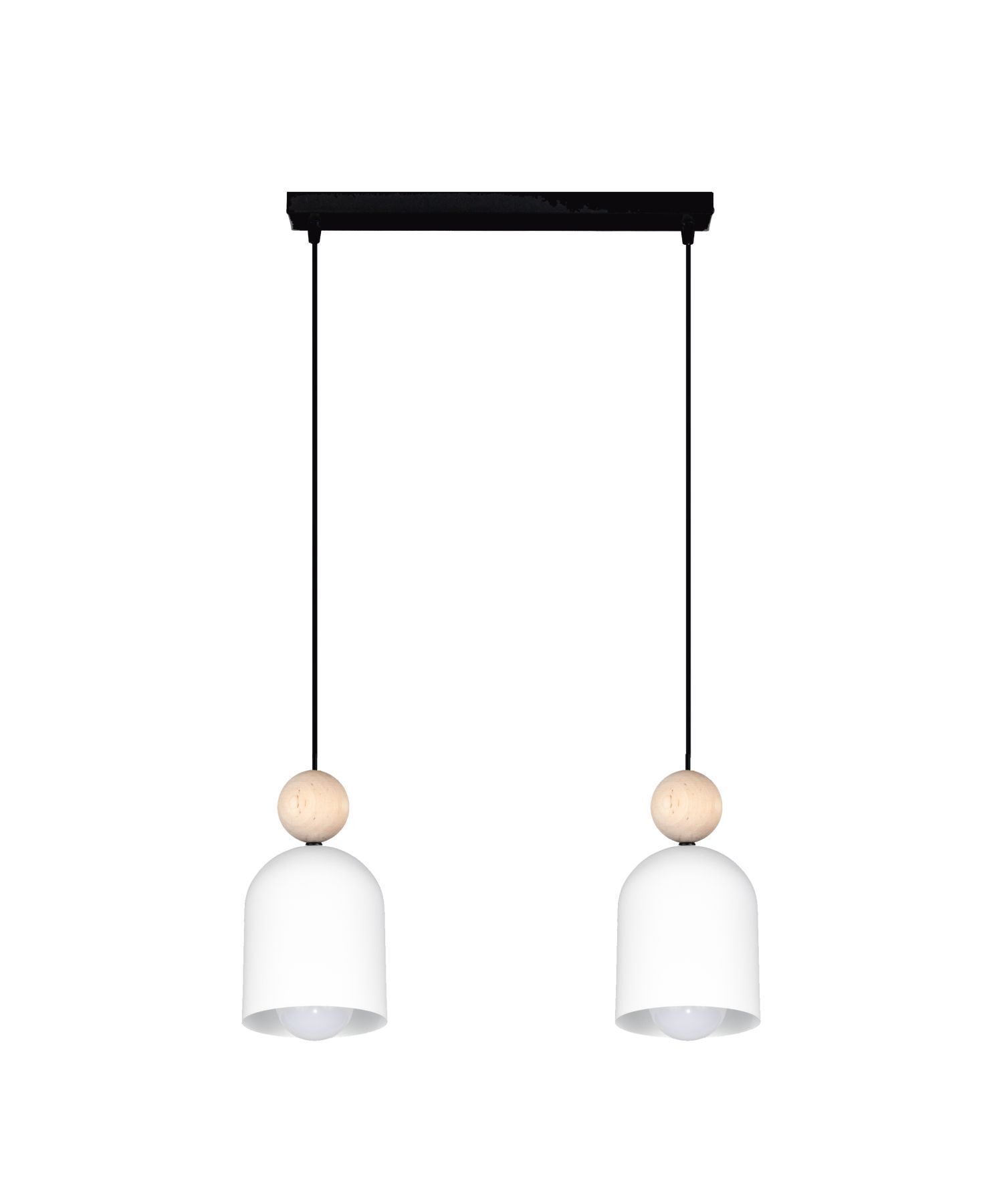 Lampe à suspendre confortable Noir Blanc Métal Bois E27 46 cm