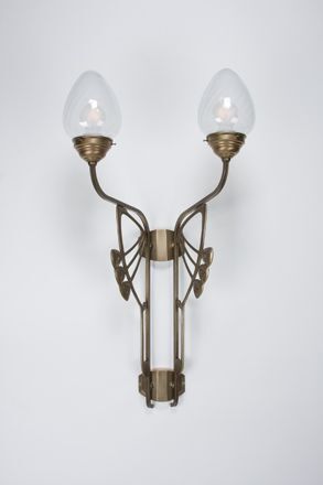 Applique décorative laiton verre bleu E27 L:44 cm