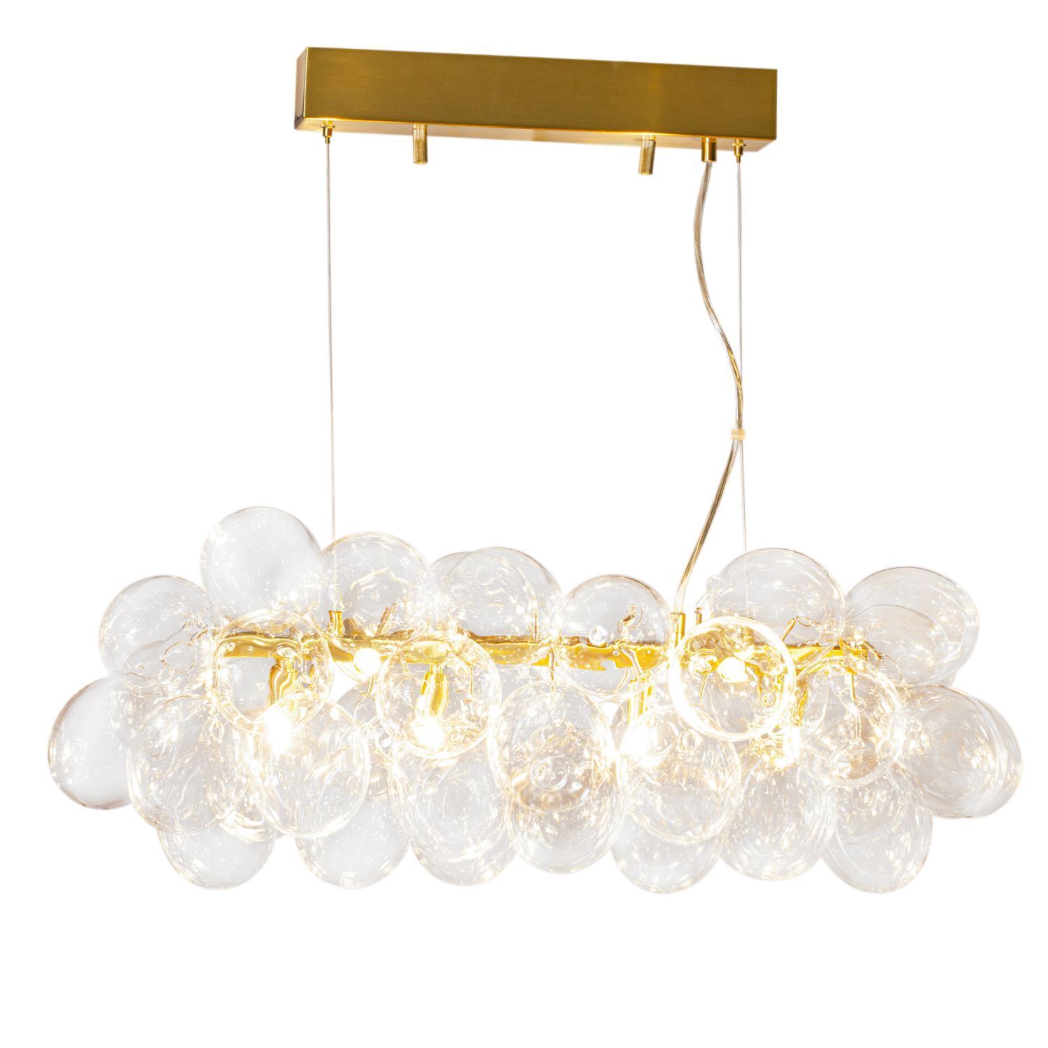 Suspension verre métal L : 80 cm H : max. 120 cm en or