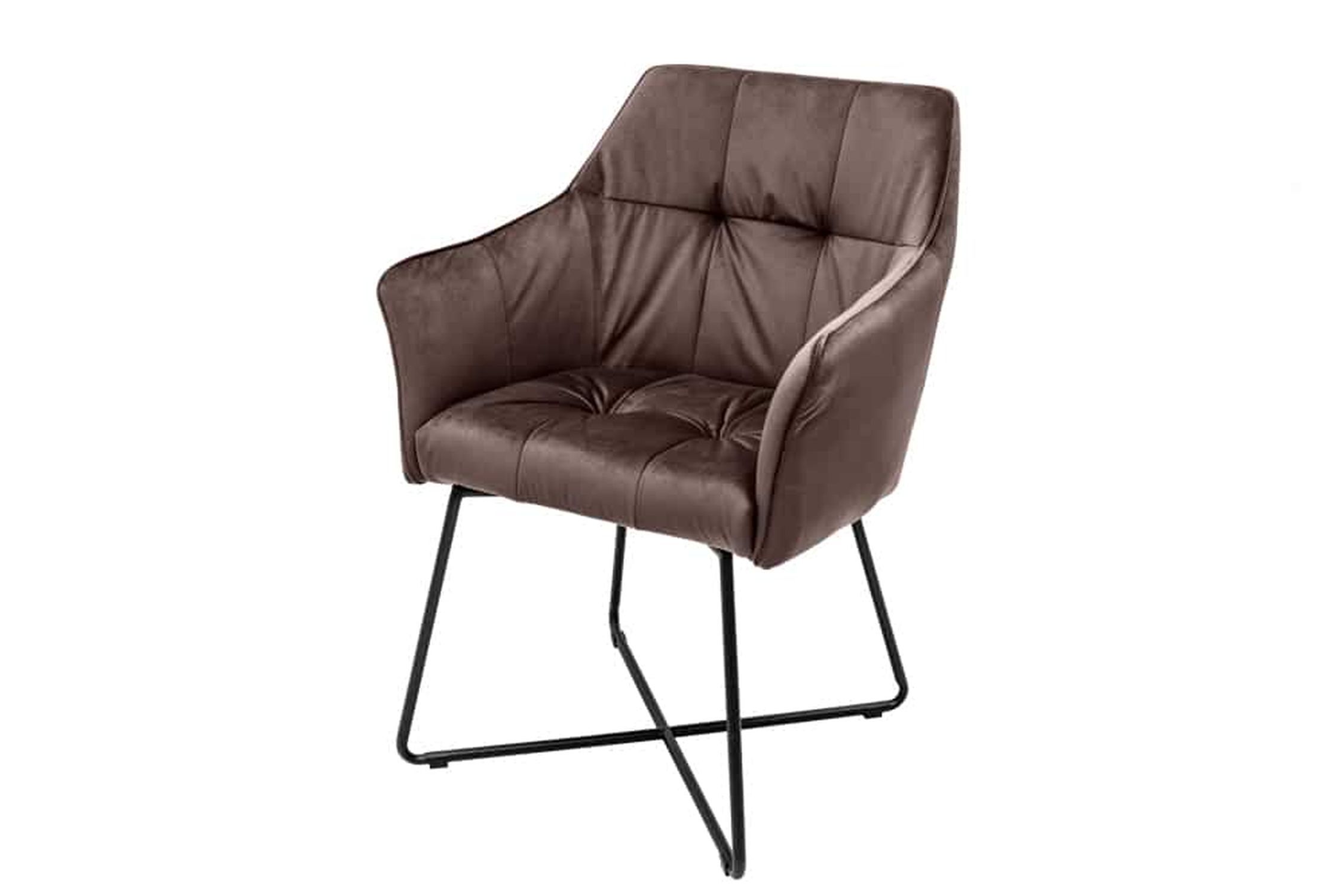 Chaise de salle à manger velours métal brun noir avec accoudoirs Moebel, Stuhl, Sessel