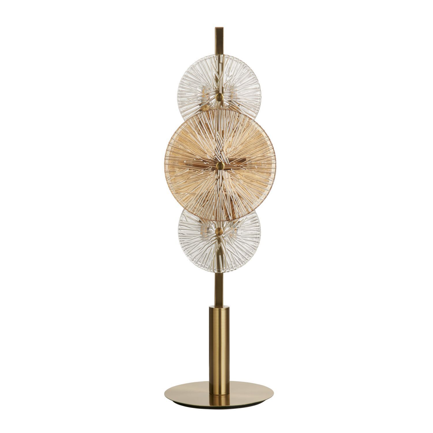 Lampe de table verre métal 66 cm en laiton ambre clair