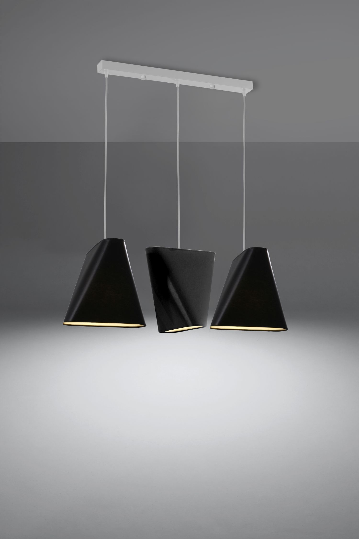 Lampe à suspendre Table de salle à manger 3 flammes Noir Blanc Tissu