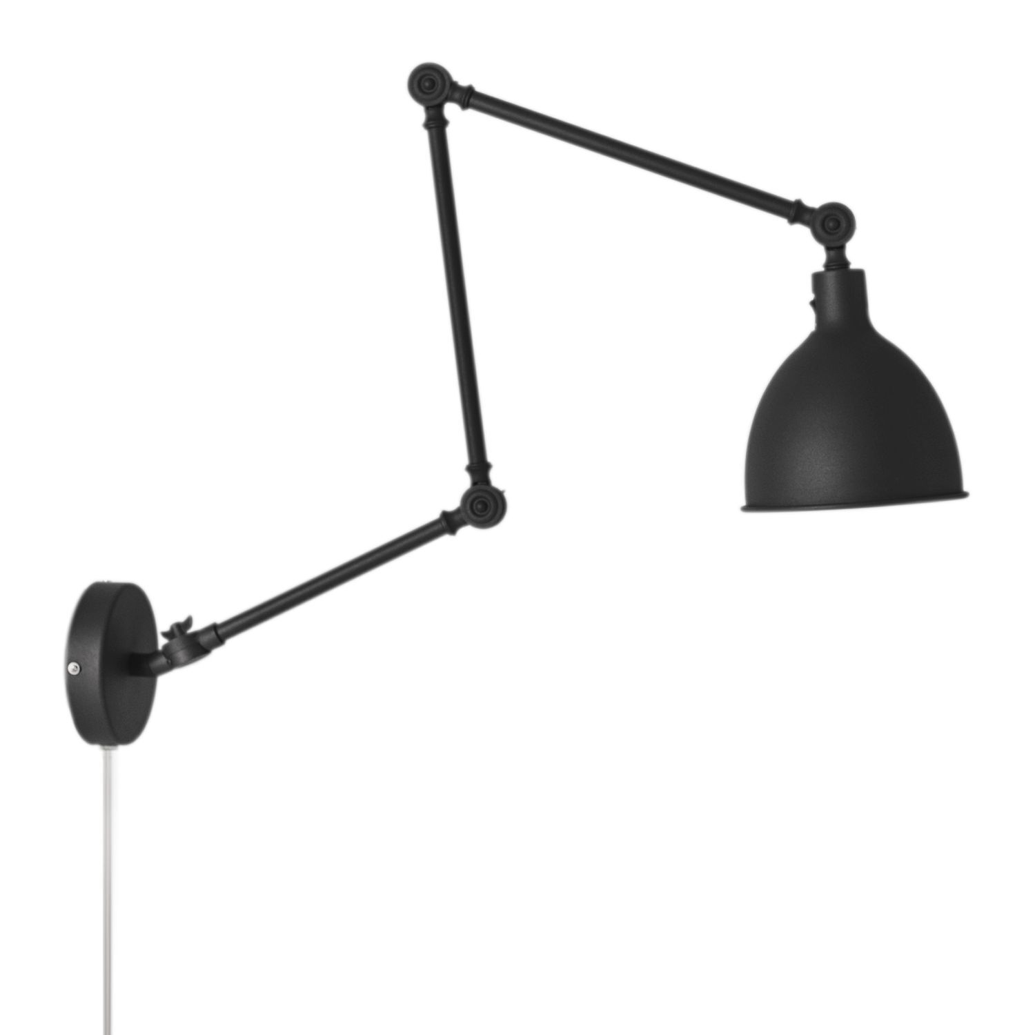 Applique murale avec fiche métal E27 bras articulé noir