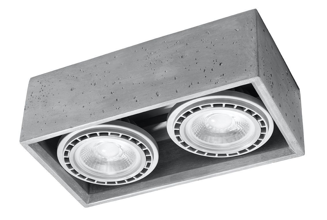 Spot de plafond intérieur béton 27 cm de long carré 2 flammes GU10