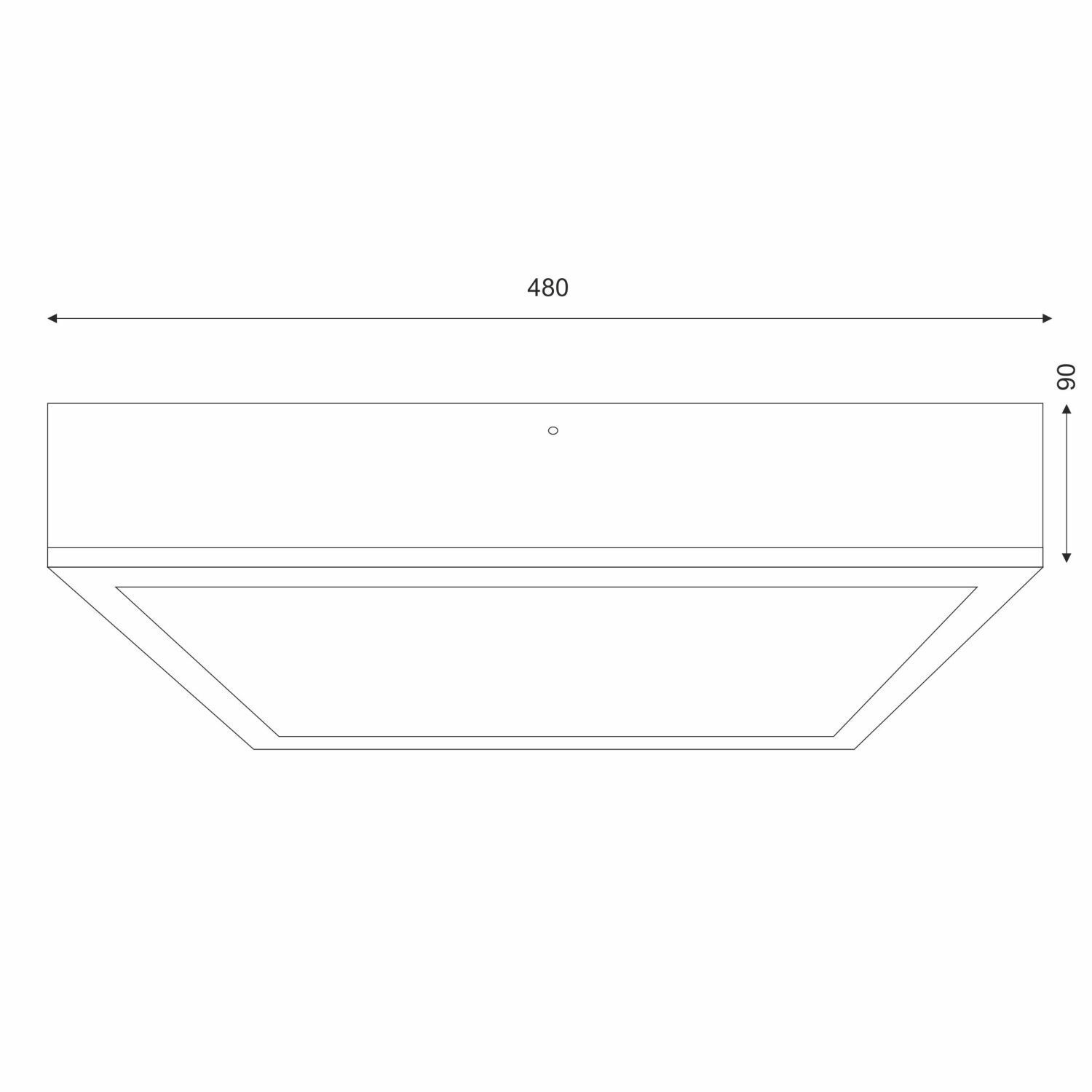 Plafonnier carré L : 48 cm bois métal pour 4x E27