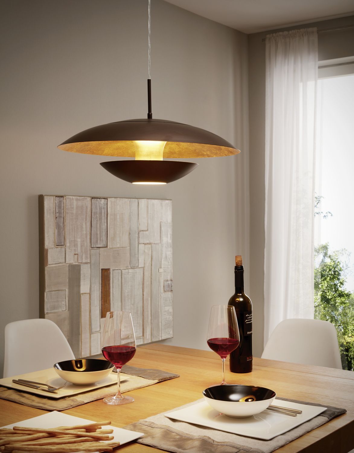 Extraordinaire lampe à suspendre Nuvano Gold Ø48cm