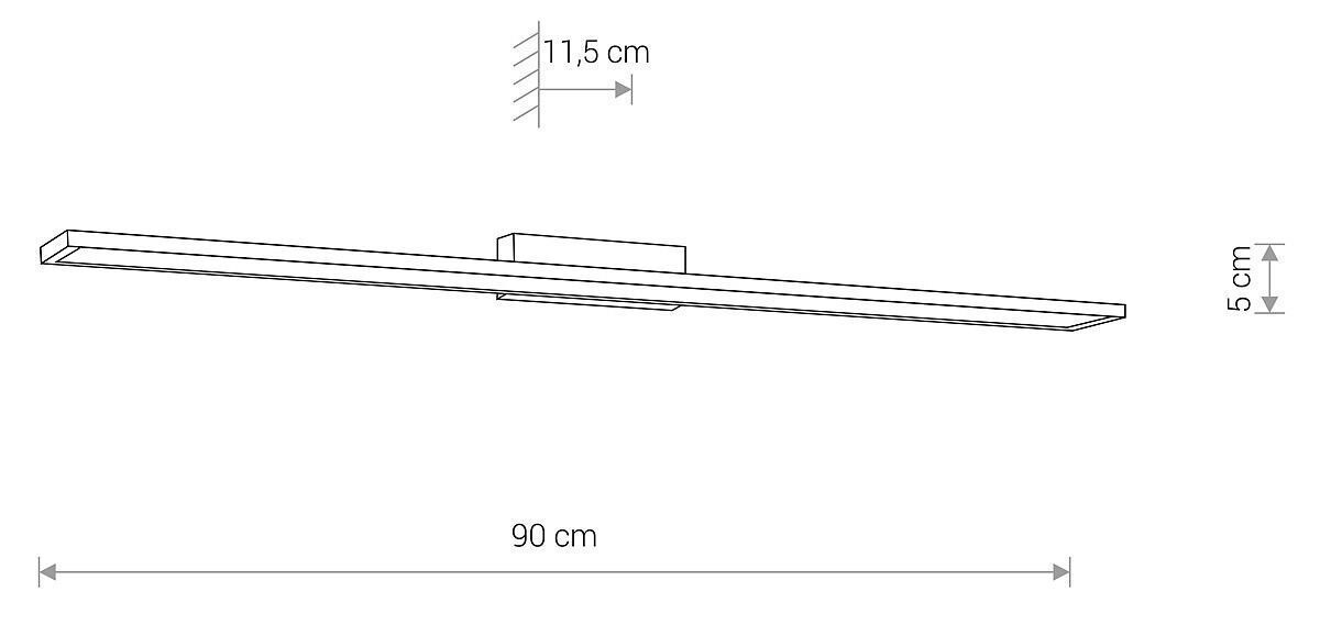 Wandleuchte, LED-Leuchte, Bodenausgebaute Leuchte, lineare Leuchte, 90 cm