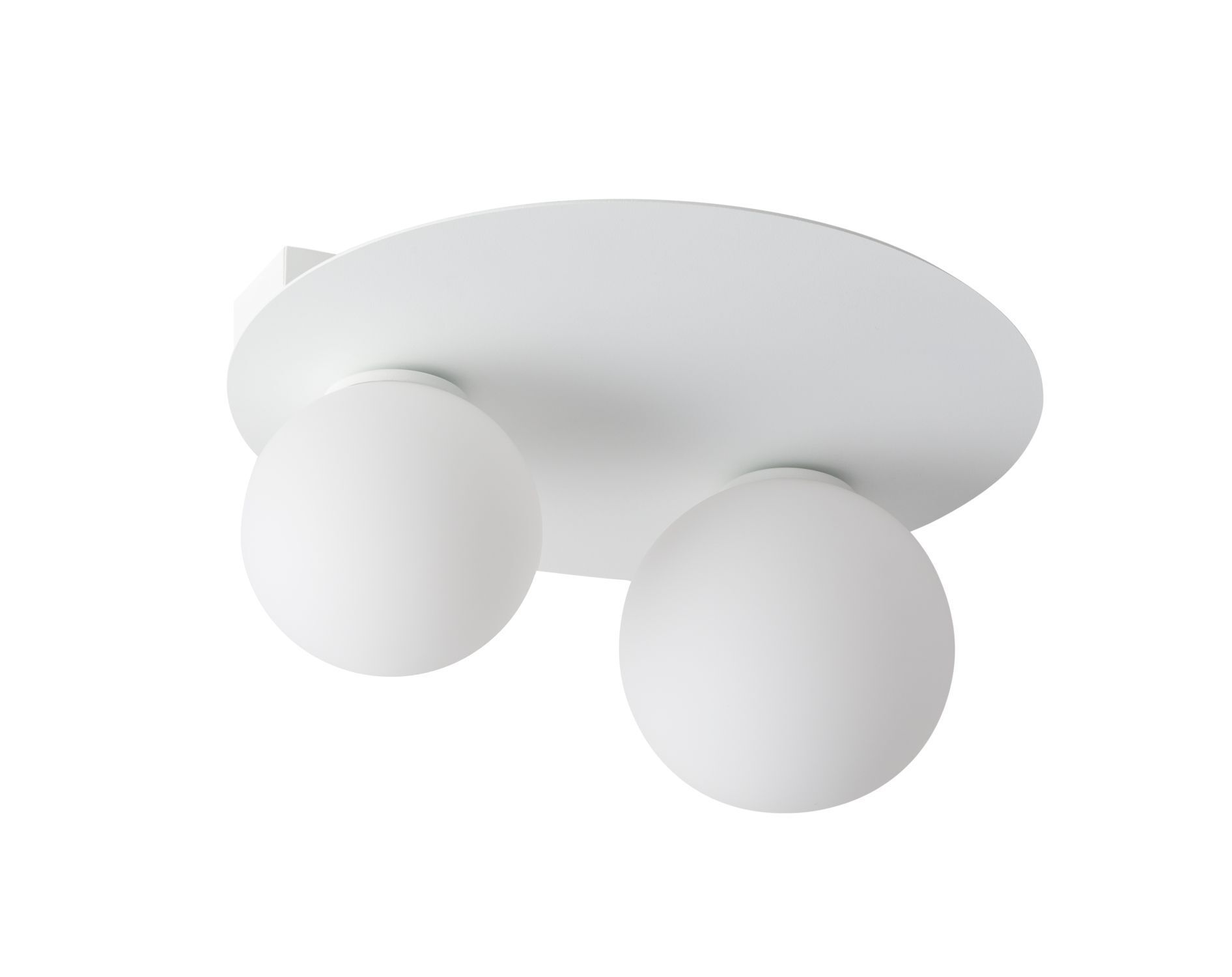 Plafonnier métal blanc verre boules Ø12,1 cm faible éblouissement