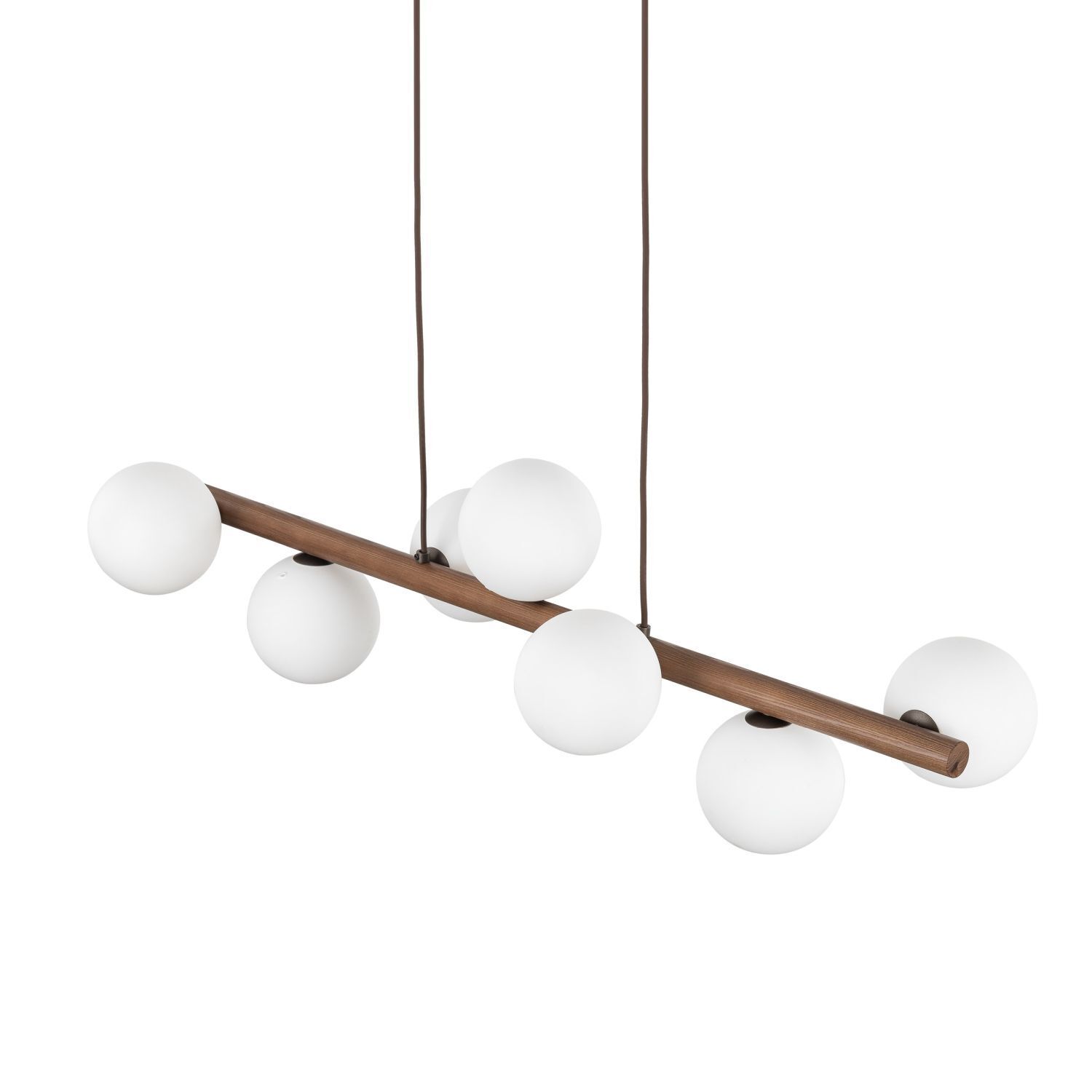 Lampe à suspendre bois métal verre L : 90 cm H : max. 125 cm 7x G9