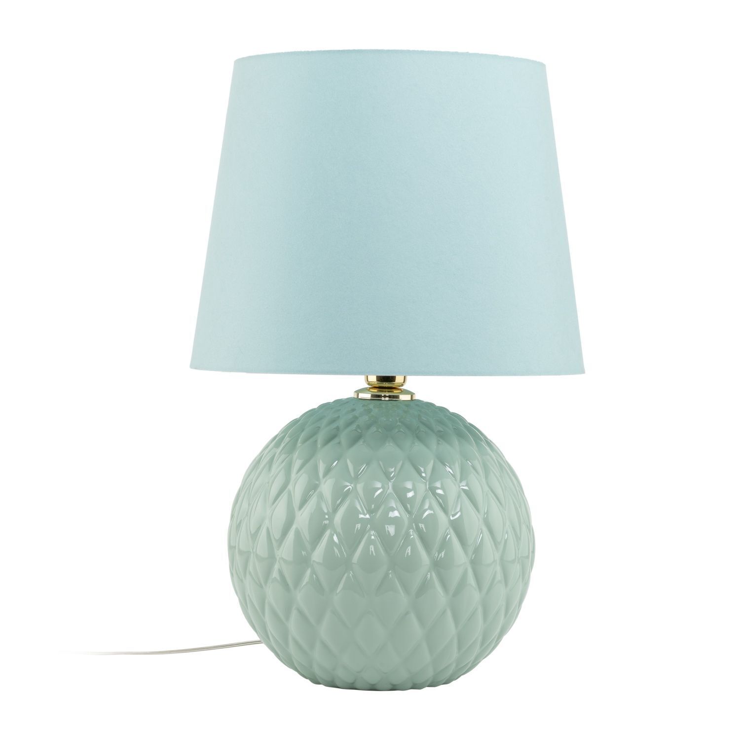 Lampe de table verre tissu 60 cm de haut menthe verte E27 DOLORES