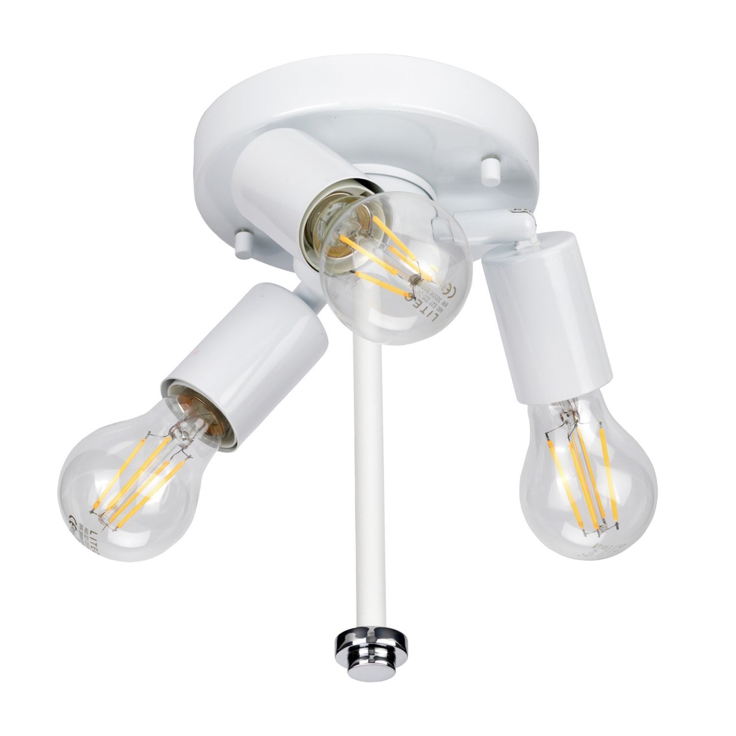 Plafonnier tissu rond en crème chrome Ø46cm