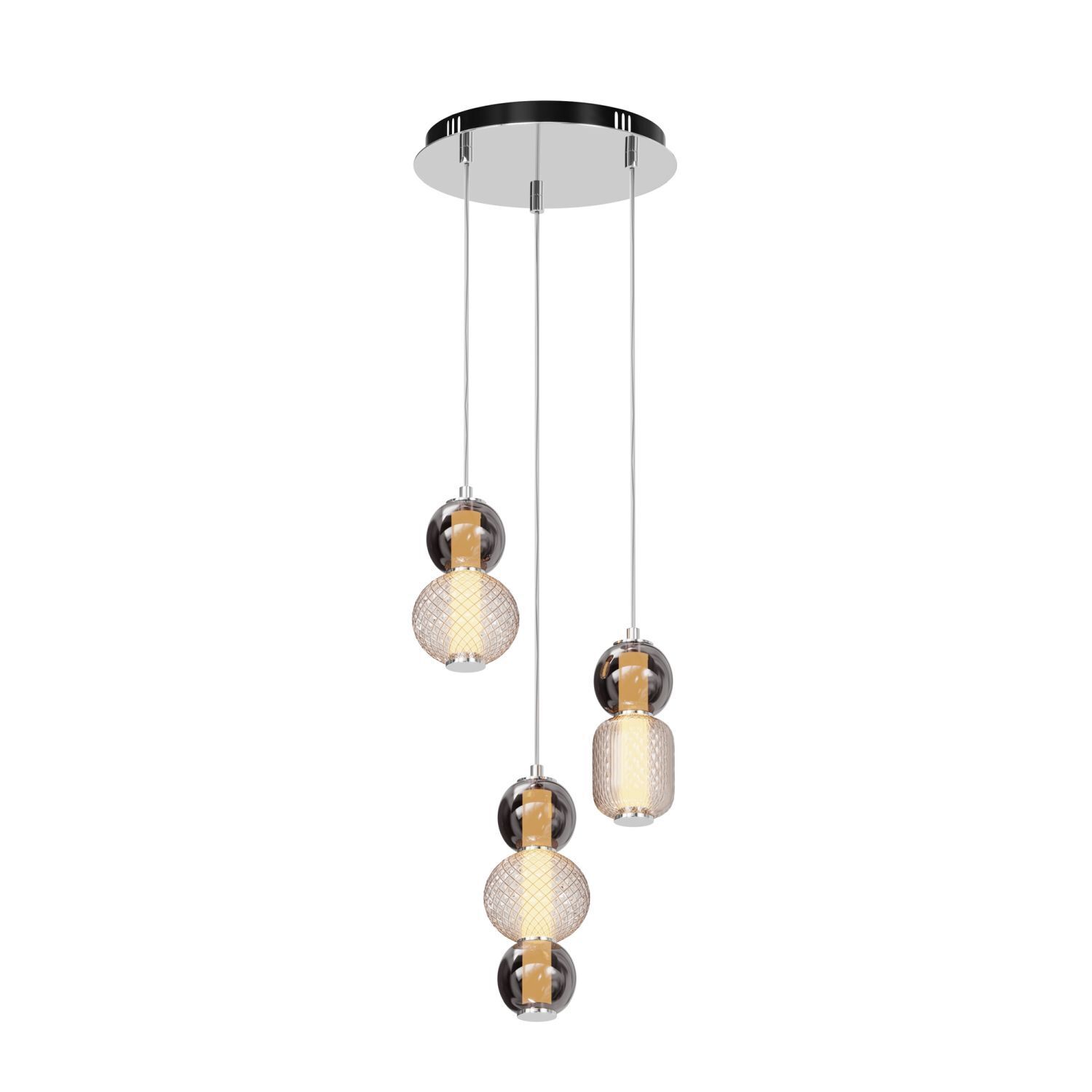 Lampe à LED suspendue métal verre fumé 38 cm de large 4000 lm INA