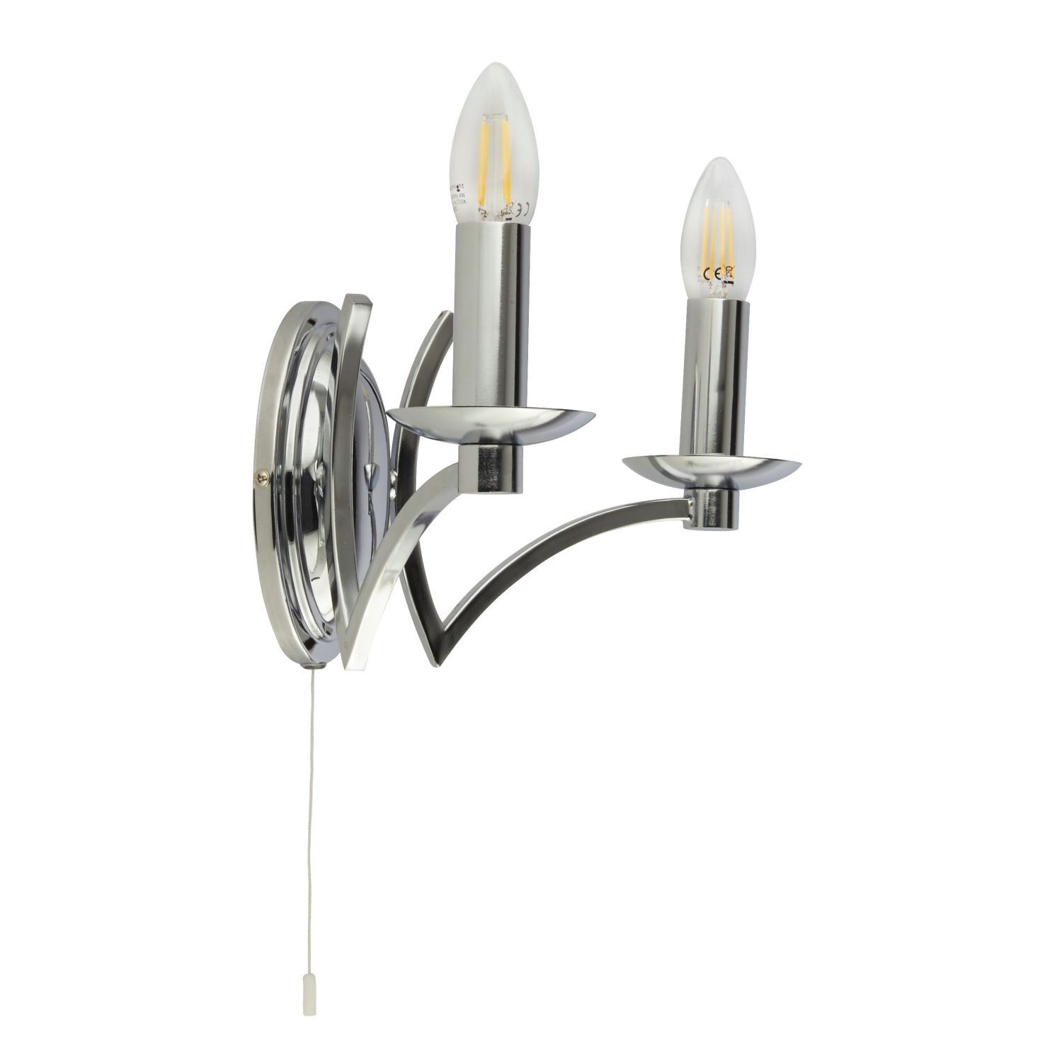 Applique avec interrupteur chrome 2 flammes E14 L : 32,5 cm