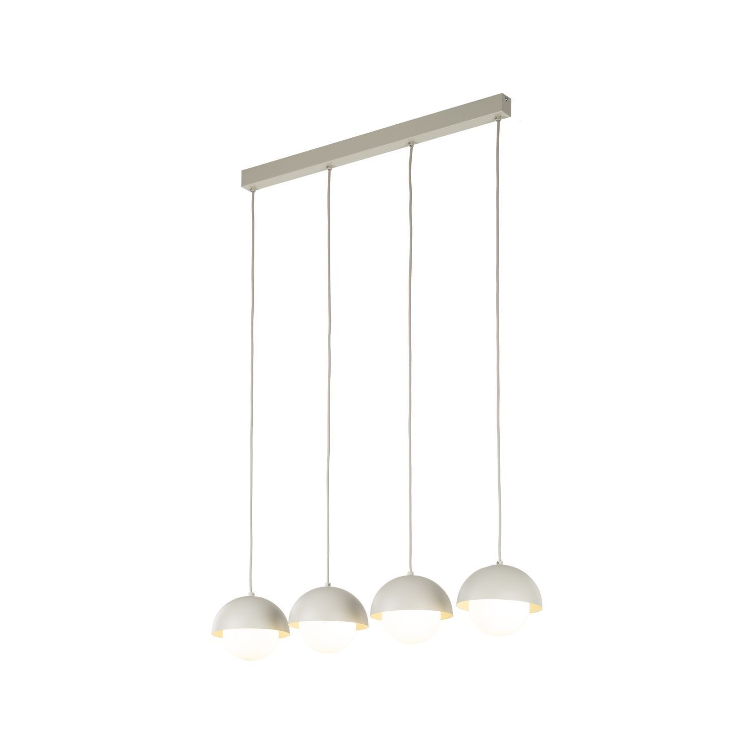 Suspension allongée 80cm beige blanc 4-flamme G9 verre métal
