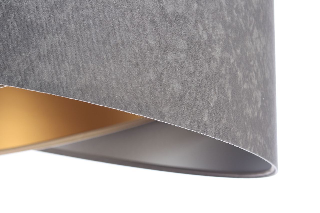 Suspension ronde Ø 50 cm Gris Argent Beige Or E27 Tissu