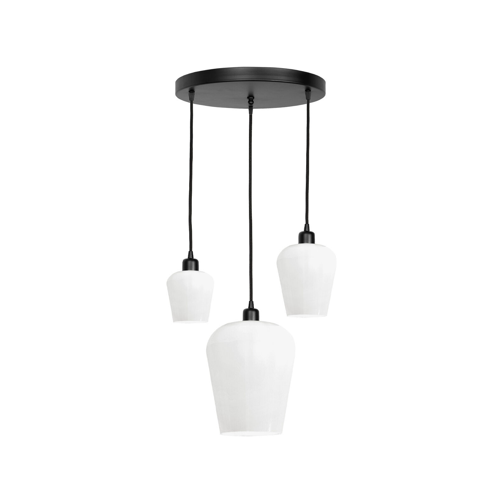 Suspension noir blanc 3 flammes E27 Ø 47,5 cm ADRIAN