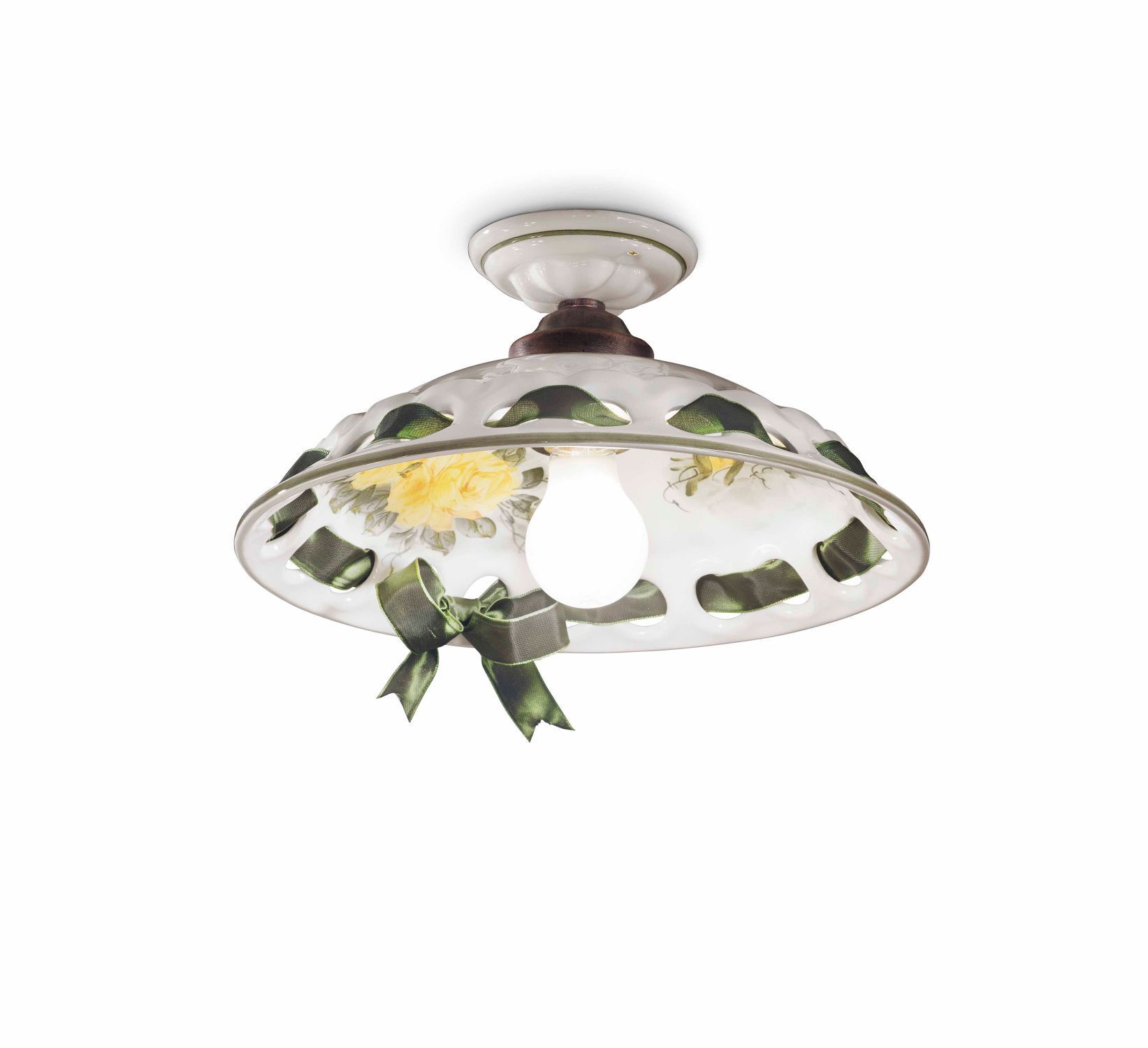 Plafonnier Artisanat Céramique D : 33 cm E27 rond Maison de campagne Deckenleuchte, Deckenventilator, Gerät, Elektrisches Gerät, Leuchte