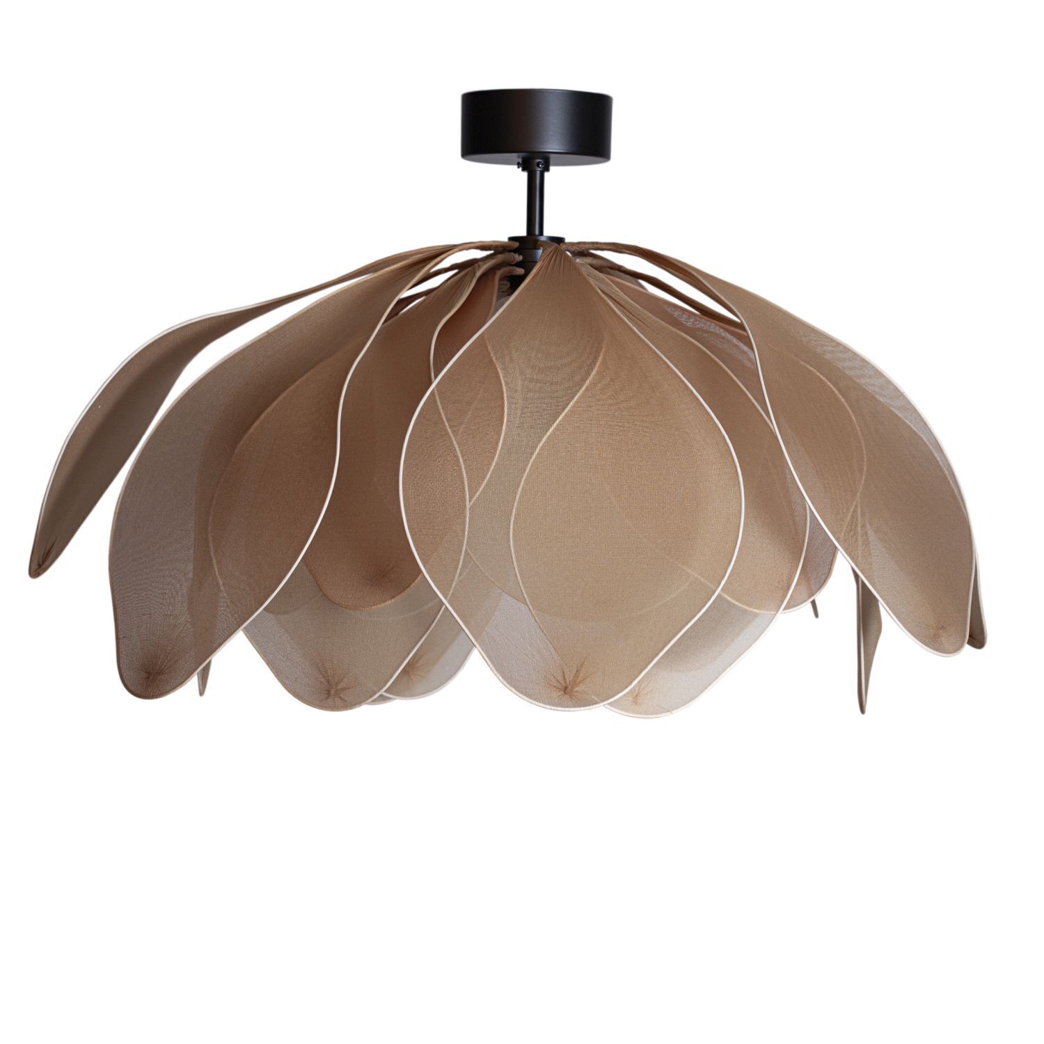 Lampe de plafonnier tissu métal L : 80 cm flexible en naturel E27 Lampe, Leuchte