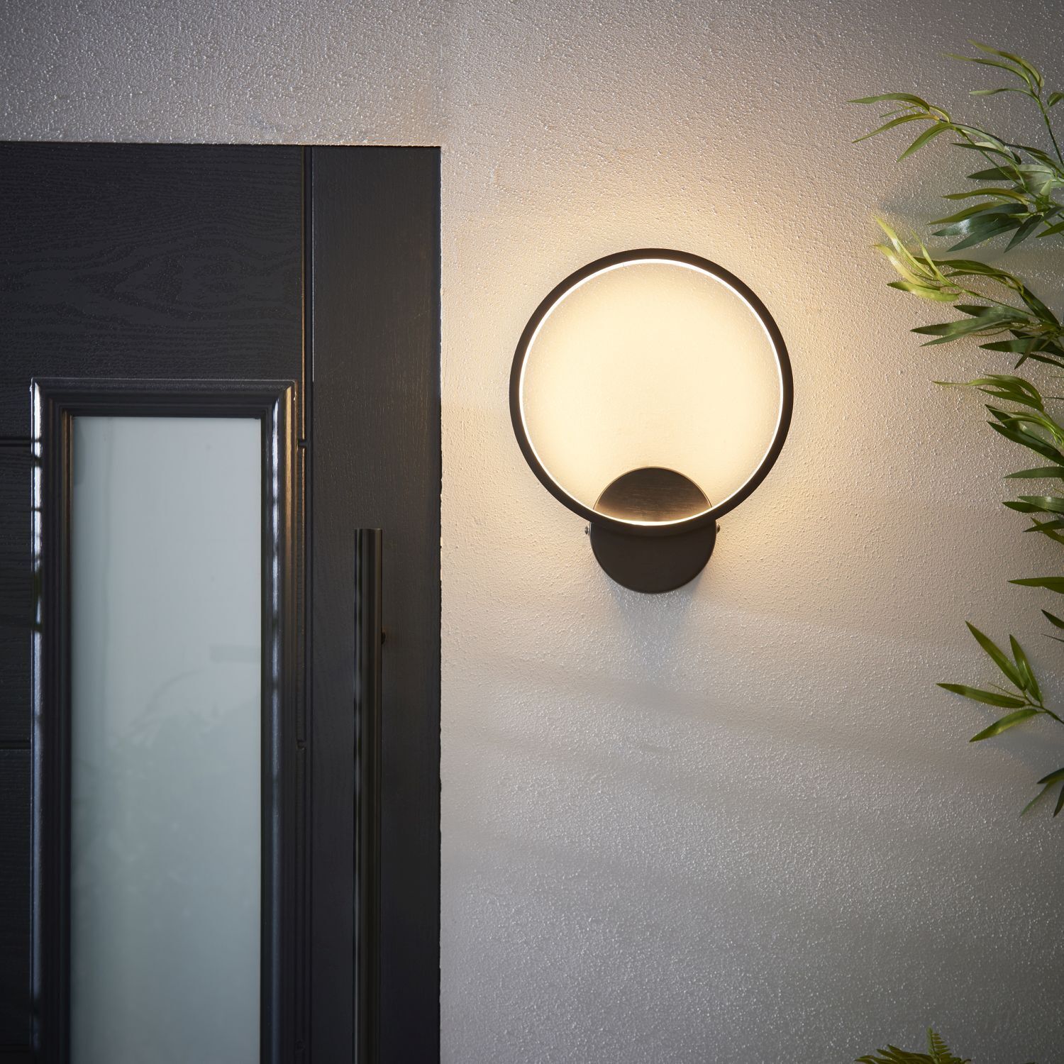 Applique LED Ring H : 32,5 cm IP44 noir rond 3000 K Outdoor