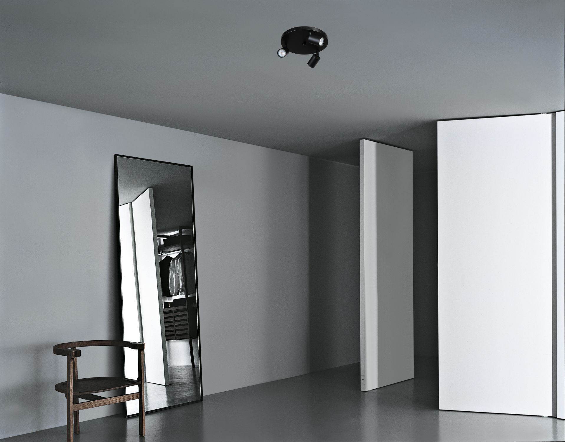 Spot de plafond noir 3 flammes métal GU10 Ø 35 cm