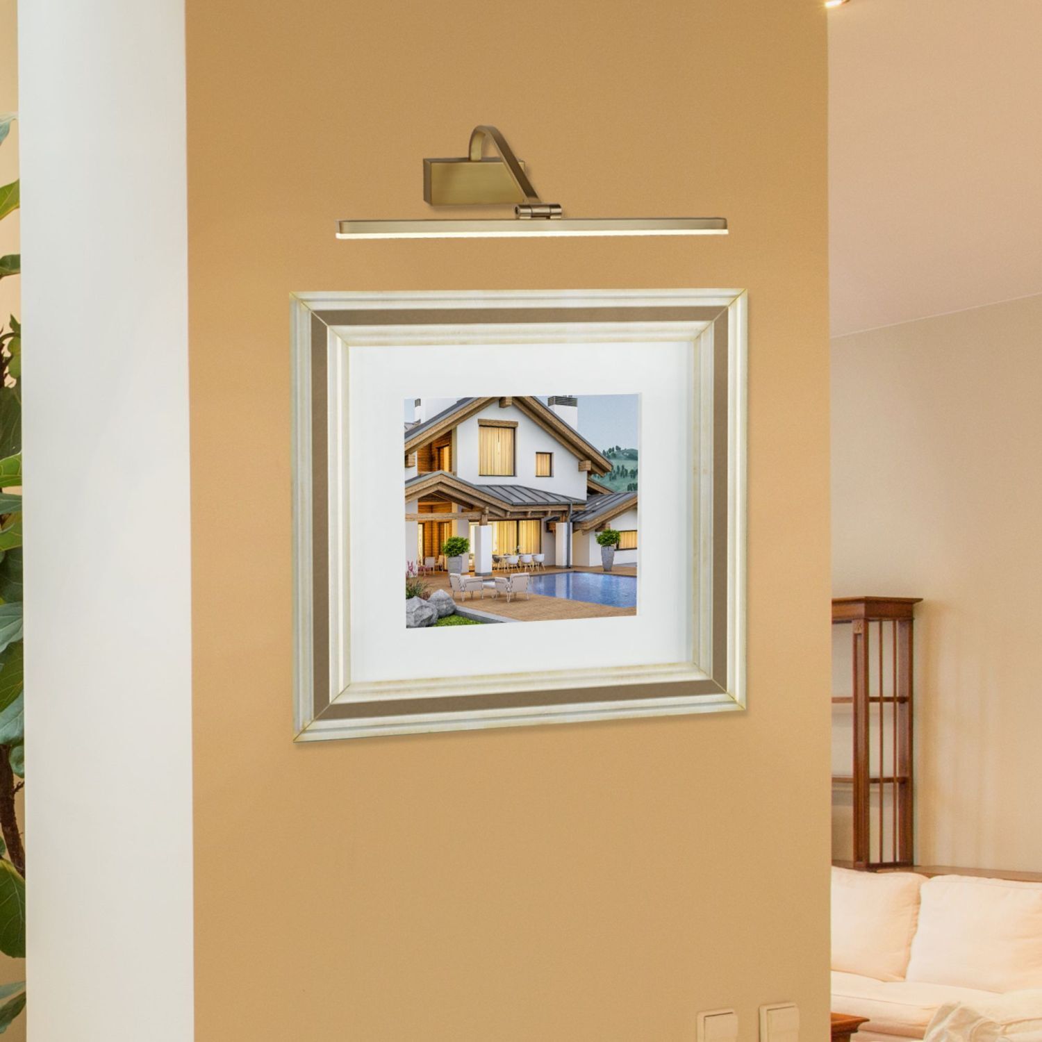 Lampe à tableau étroite LED ajustable en laiton L : 51 cm