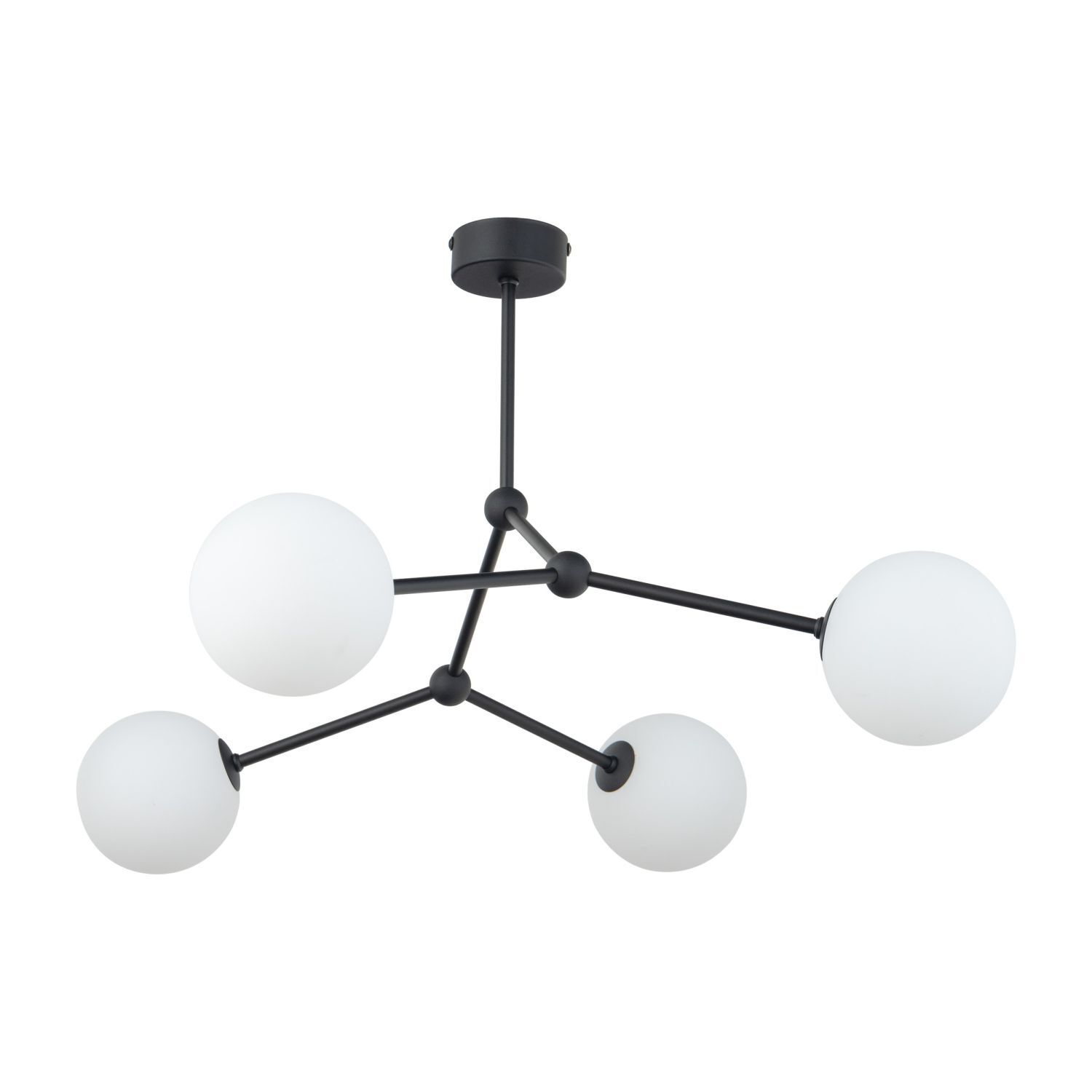 Plafonnier Abat-jour sphérique Noir Blanc Métal Verre