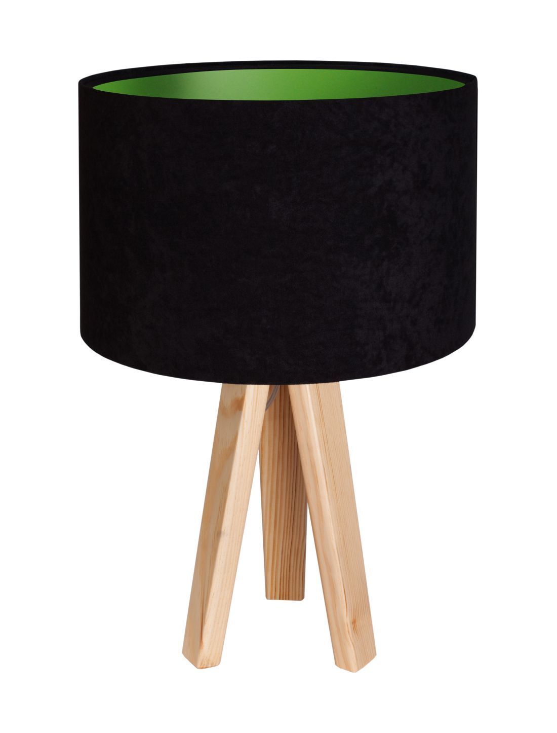 Lampe de table Abat-jour Noir Vert Rétro 46cm Bois