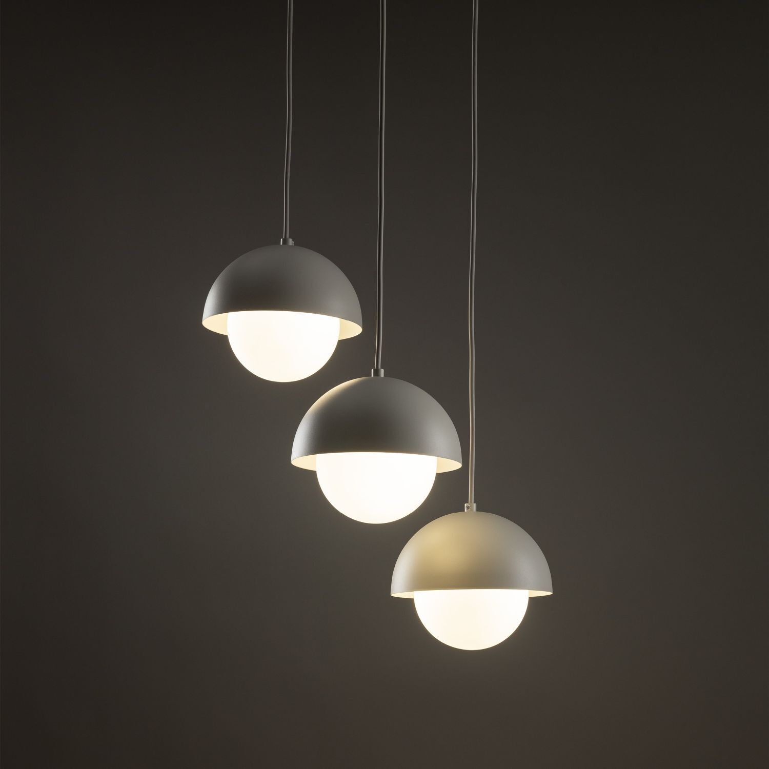 Lampe à suspendre 3 flammes métal verre G9 beige blanc DEVIN