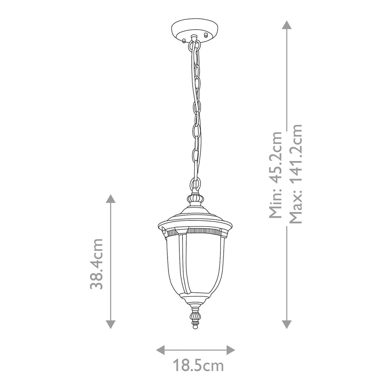 Lampe à suspendre extérieure aluminium verre IP44 L : 18,5 cm Vintage