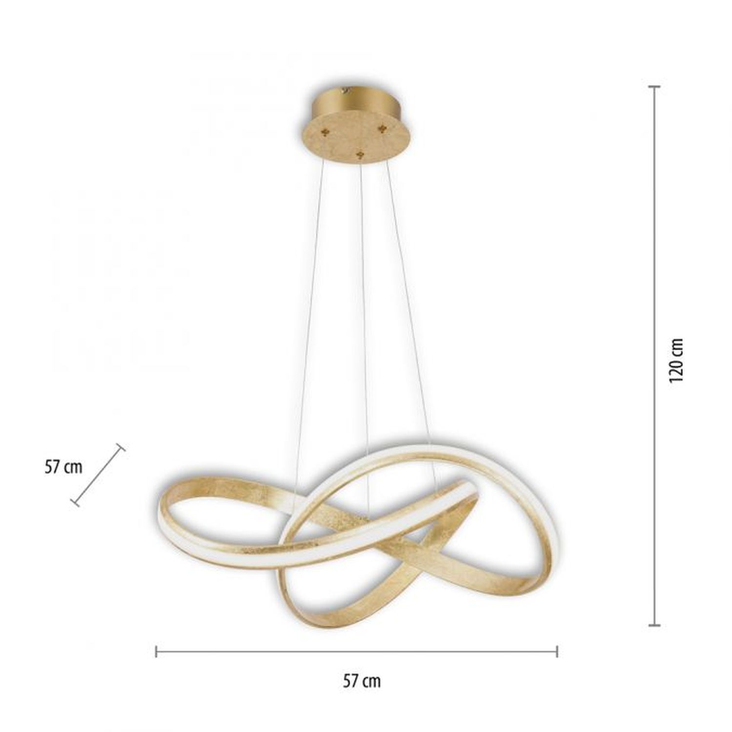 Suspension LED incurvée dorée 30 W dimmable