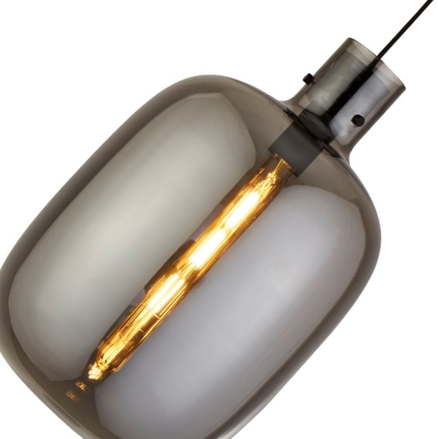Lampe à suspendre verre fumé E27 D : 30 cm H : max. 120 cm Gris