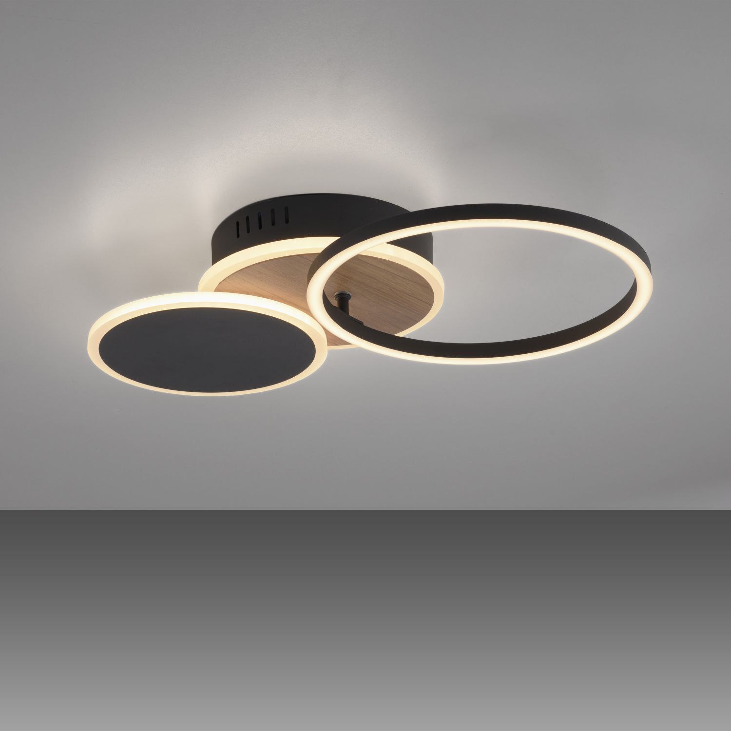 Lampe de plafonnier LED noir nature blanc chaud 26 W ajustable