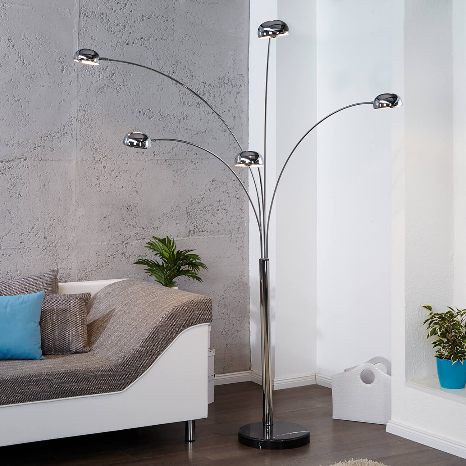 Lampe rétro Lampe design 200cm flexible argentée