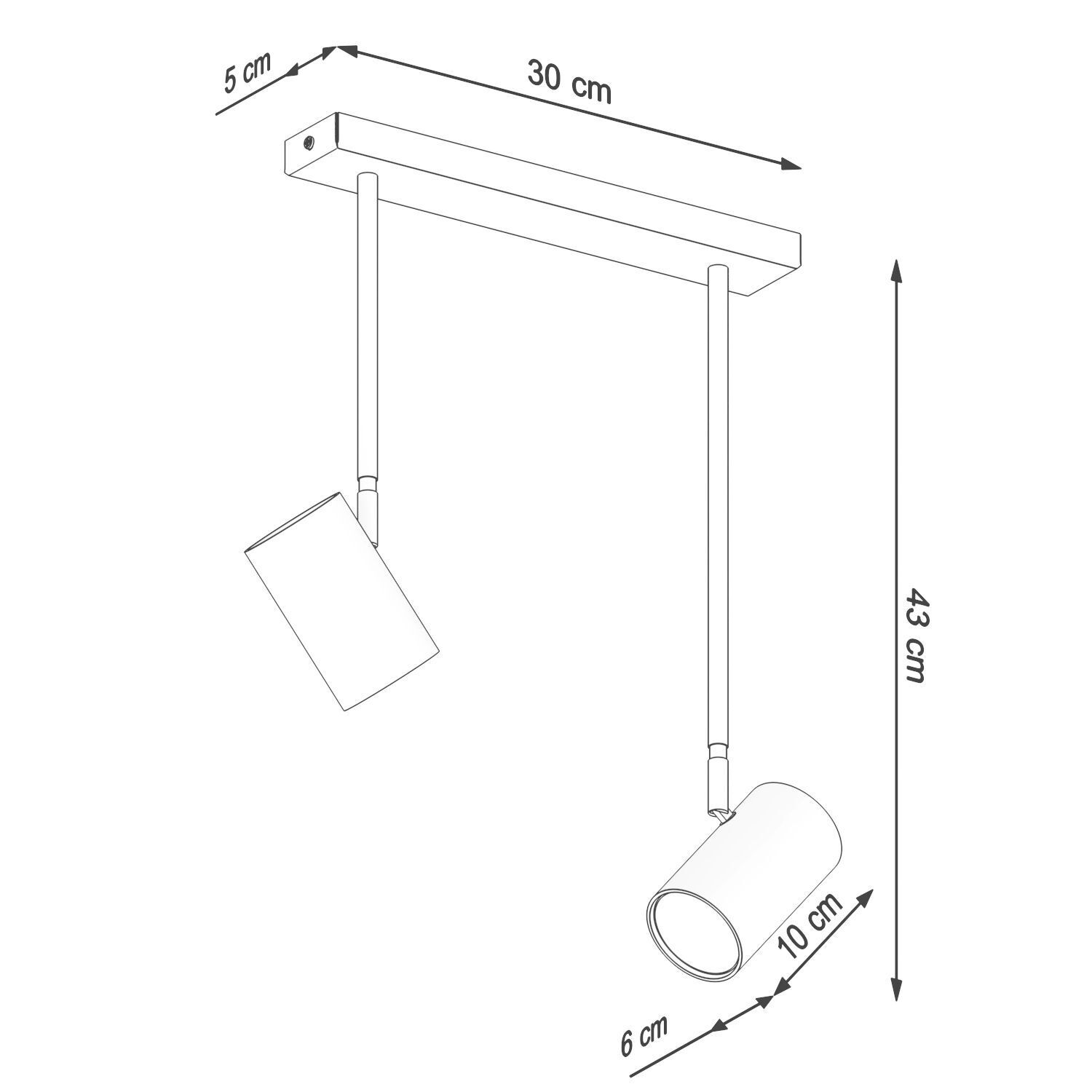 Spot métal 2 flammes orientable noir GU10