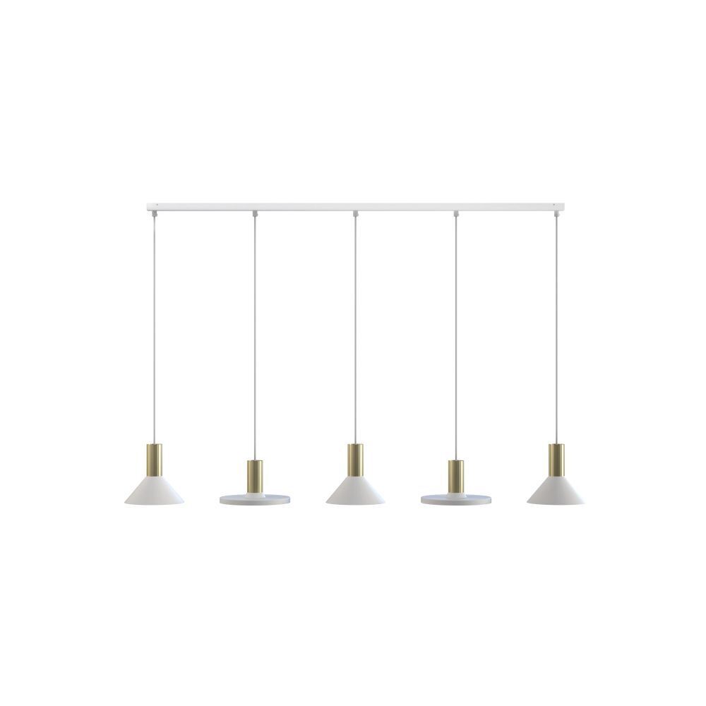 Suspension longue Blanc Métal 5 flammes 132cm de long Pour