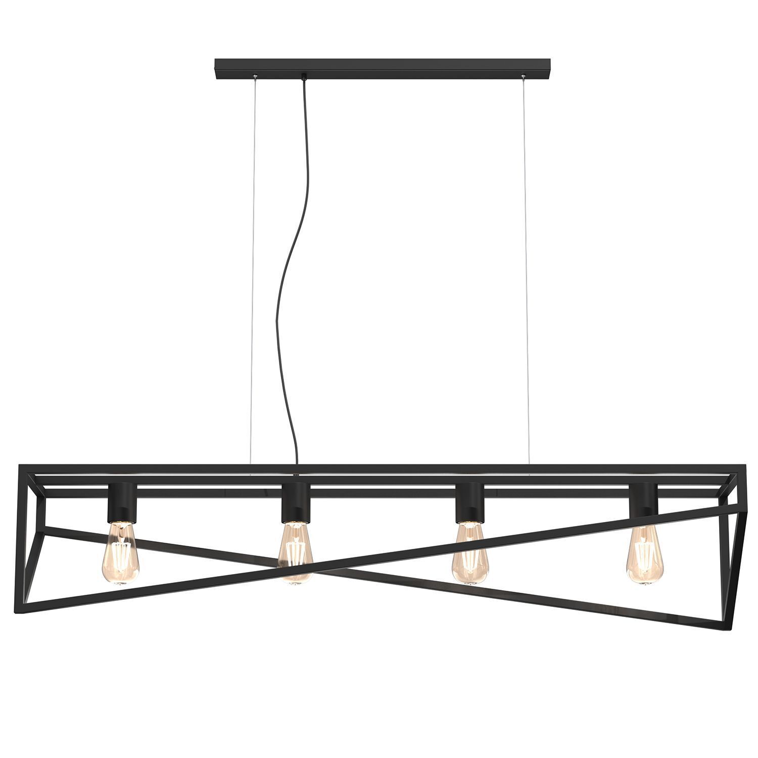 Longue lampe à suspendre Métal Noir E27 100 cm Industrial