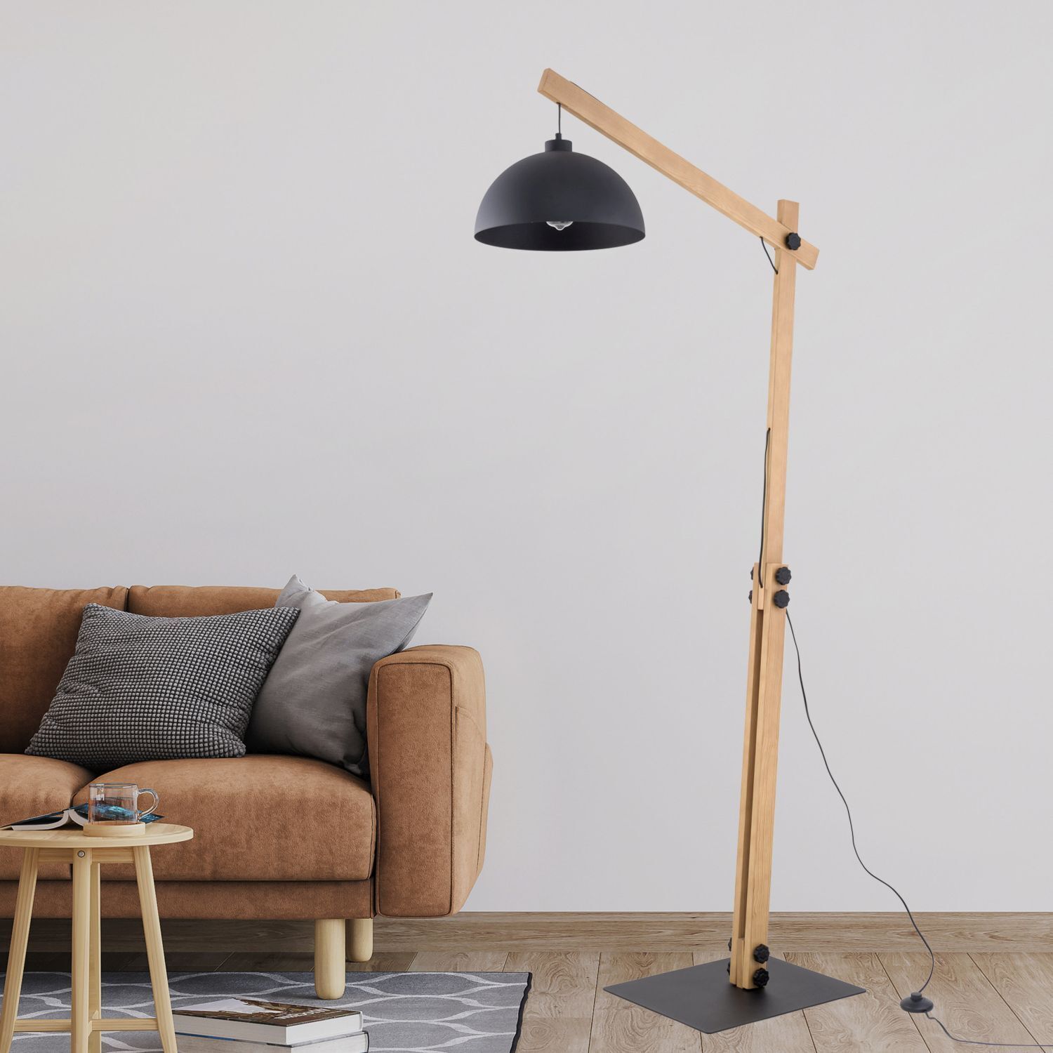 Lampadaire 180 cm de haut E27 réglable bois métal