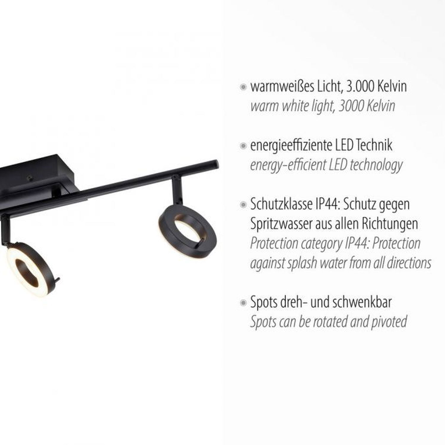 Flexibler LED Deckenspot Anthrazit IP44 67 cm blendarm Flexibler LED Deckenspot Anthrazit IP44 67 cm blendarm