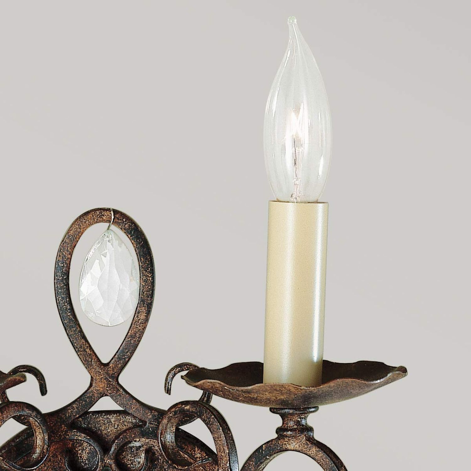 Applique en métal cristal 2x E14 H : 29,8 cm en bronze antique