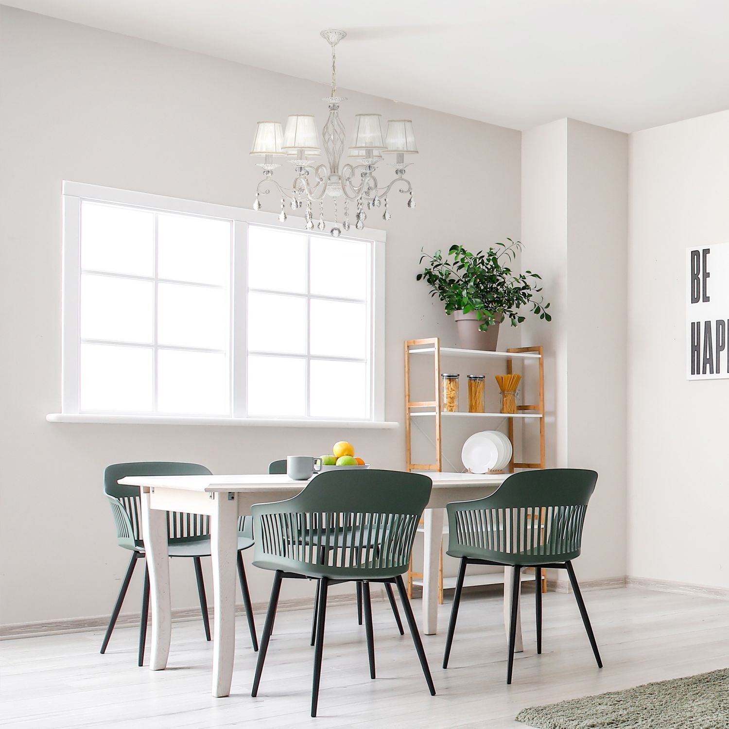 Hängeleuchte Metall Stoff 63 cm breit H: max. 116 cm Esszimmer, Esstisch, Tisch, Dekoration für Zuhause, Kronleuchter